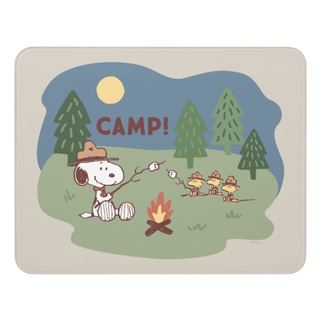 Peanuts | Snoopy & Woodstock at the Campfire Door Sign (Contemporary Front)