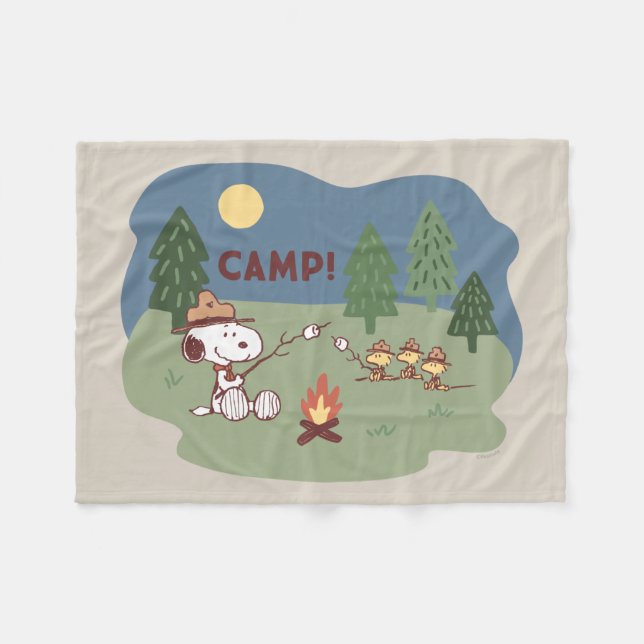Peanuts | Snoopy & Woodstock at the Campfire Fleece Blanket (Front (Horizontal))