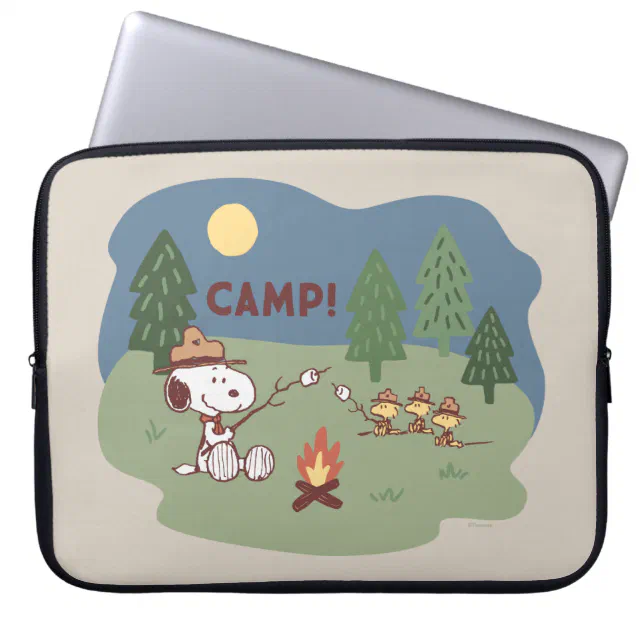 Peanuts | Snoopy & Woodstock at the Campfire Laptop Sleeve | Zazzle