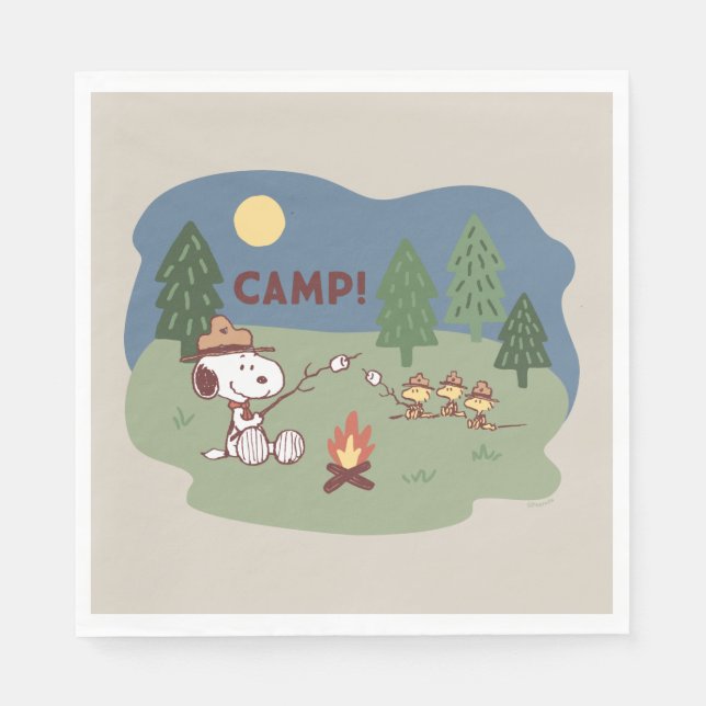 Peanuts | Snoopy & Woodstock at the Campfire Napkins (Front)