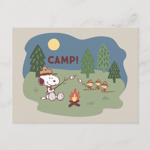 Peanuts  Snoopy  Woodstock at the Campfire Postcard