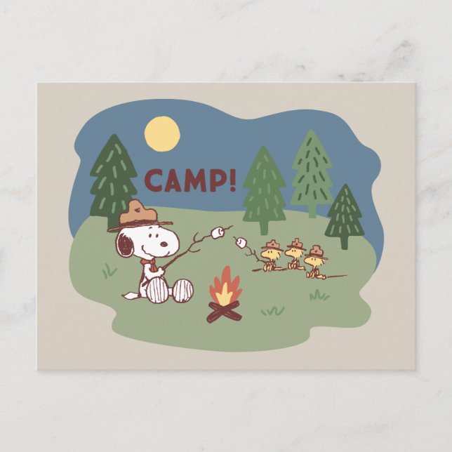 Peanuts | Snoopy & Woodstock at the Campfire Postcard (Front)