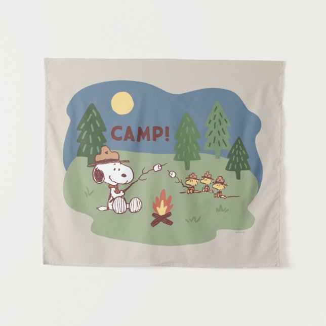 Peanuts | Snoopy & Woodstock at the Campfire Tapestry (Front (Horizontal))