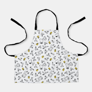 Peanuts   Snoopy & Woodstock B&W Flower Pattern Apron