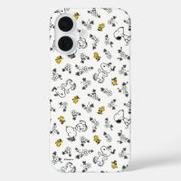 Peanuts | Snoopy & Woodstock B&W Flower Pattern iPhone 16 Case