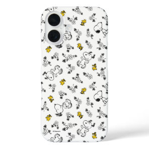 Peanuts | Snoopy & Woodstock B&W Flower Pattern iPhone 16 Case
