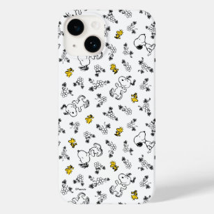 Peanuts   Snoopy & Woodstock B&W Flower Pattern Case-Mate iPhone 14 Case