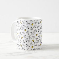 Peanuts | Snoopy & Woodstock B&W Flower Pattern Coffee Mug