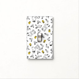 Peanuts | Snoopy &amp; Woodstock B&amp;W Flower Pattern Light Switch Cover