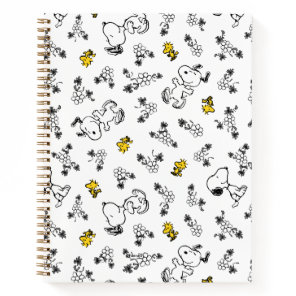 Peanuts | Snoopy & Woodstock B&W Flower Pattern Notebook