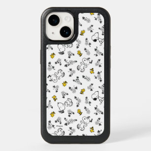 Peanuts   Snoopy & Woodstock B&W Flower Pattern OtterBox iPhone 14 Case