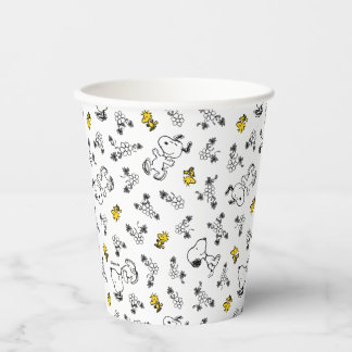 Peanuts | Snoopy & Woodstock B&W Flower Pattern Paper Cups