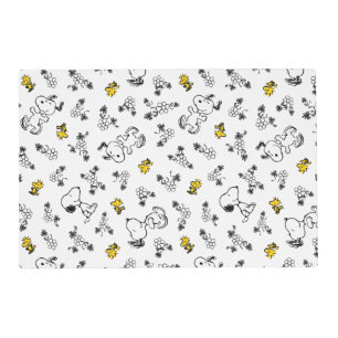 Peanuts   Snoopy & Woodstock B&W Flower Pattern Placemat