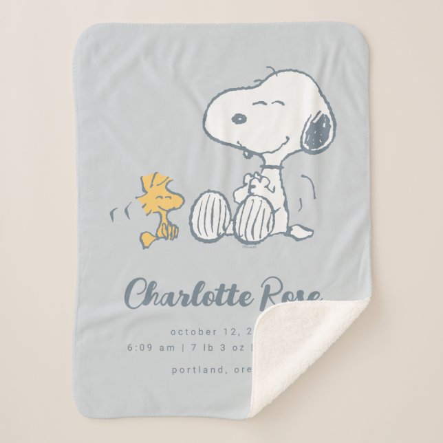 Peanuts | Snoopy & Woodstock Baby Sherpa Blanket (Front)