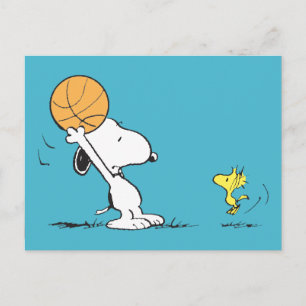 Peanuts Snoopy & Woodstock Basketball Postcard