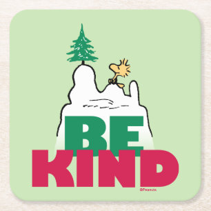 Peanuts   Snoopy & Woodstock Be Kind Square Paper Coaster
