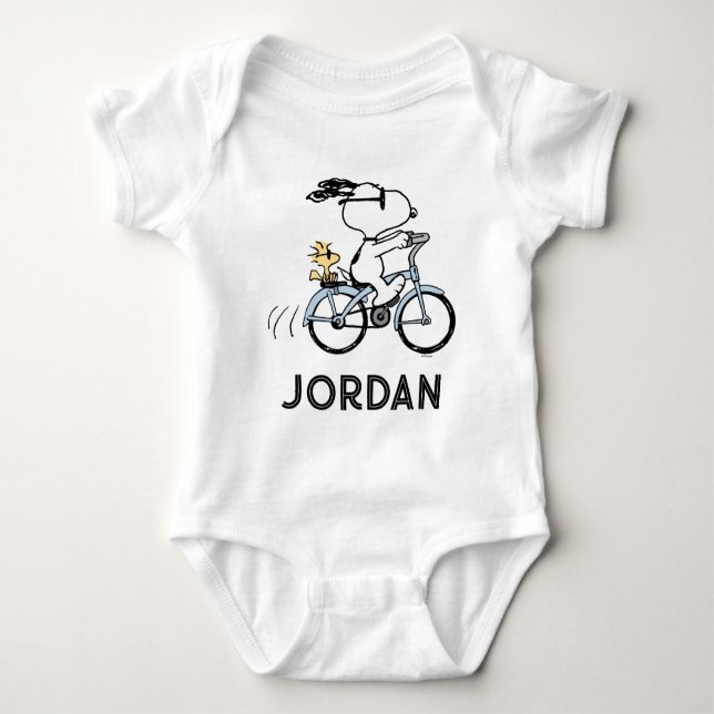 Peanuts | Snoopy & Woodstock Bicycle Baby Bodysuit (Front)