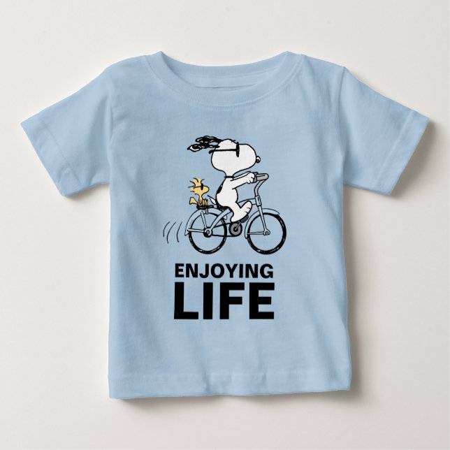 Peanuts | Snoopy & Woodstock Bicycle Baby T-Shirt (Front)
