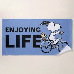 Peanuts Snoopy & Woodstock Bicycle Beach Towel