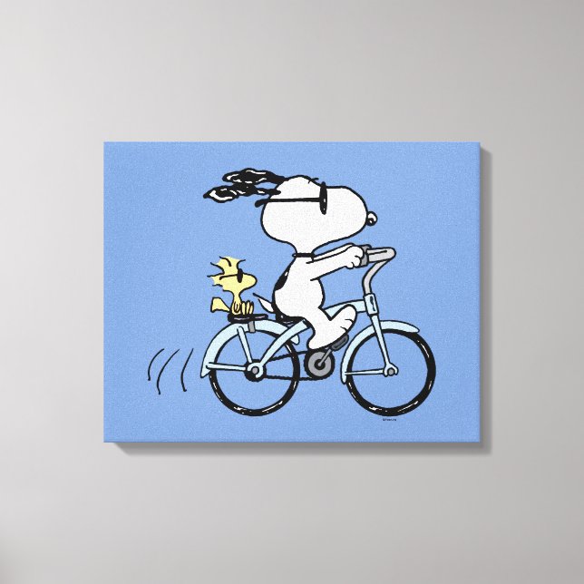 Peanuts | Snoopy & Woodstock Bicycle Canvas Print (Front)