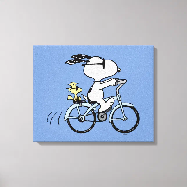 Peanuts | Snoopy & Woodstock Bicycle Canvas Print | Zazzle