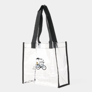 Peanuts   Snoopy & Woodstock Bicycle Clear Tote Bag