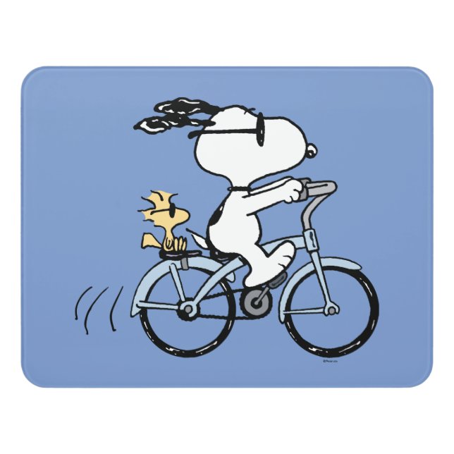 Peanuts | Snoopy & Woodstock Bicycle Door Sign (Contemporary Front)