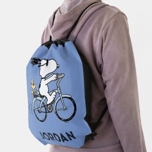 Peanuts  Snoopy  Woodstock Bicycle Drawstring Bag