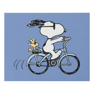 Peanuts Snoopy & Woodstock Bicycle Faux Canvas Print