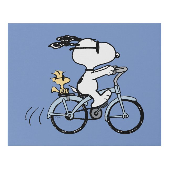 Peanuts | Snoopy & Woodstock Bicycle Faux Canvas Print (Front)