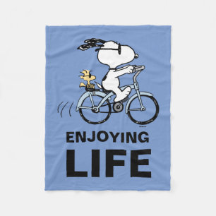 Peanuts Snoopy & Woodstock Bicycle Fleece Blanket