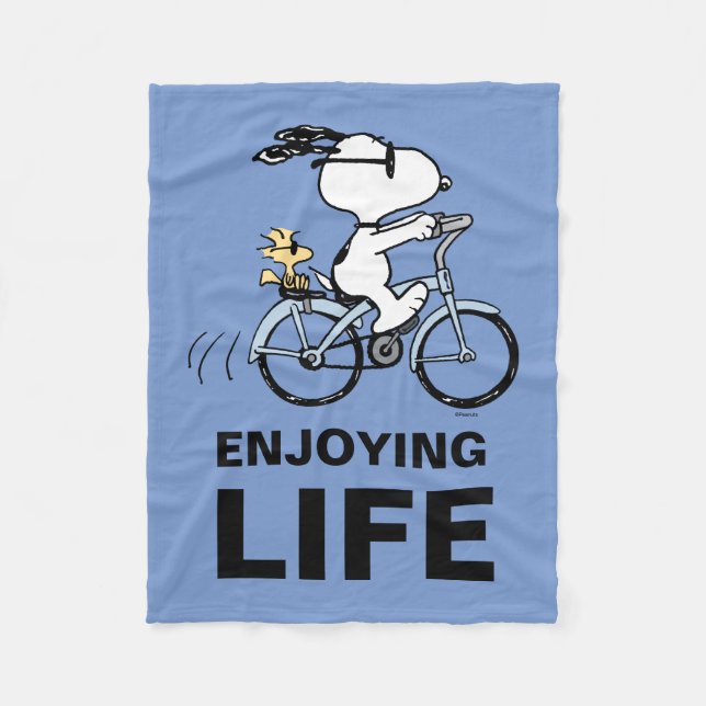 Peanuts | Snoopy & Woodstock Bicycle Fleece Blanket (Front)