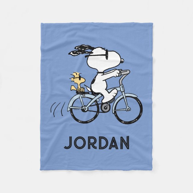 Peanuts | Snoopy & Woodstock Bicycle Fleece Blanket (Front)