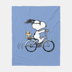 Peanuts Snoopy & Woodstock Bicycle Fleece Blanket