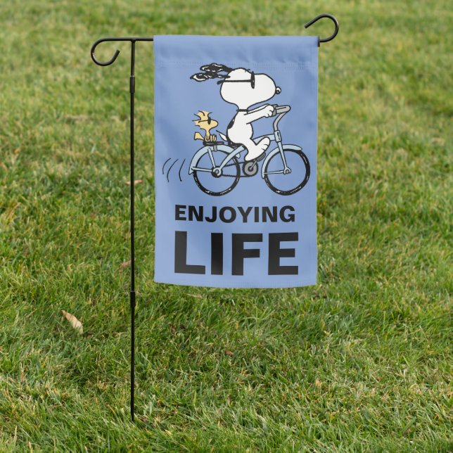Peanuts | Snoopy & Woodstock Bicycle Garden Flag (In SItu)