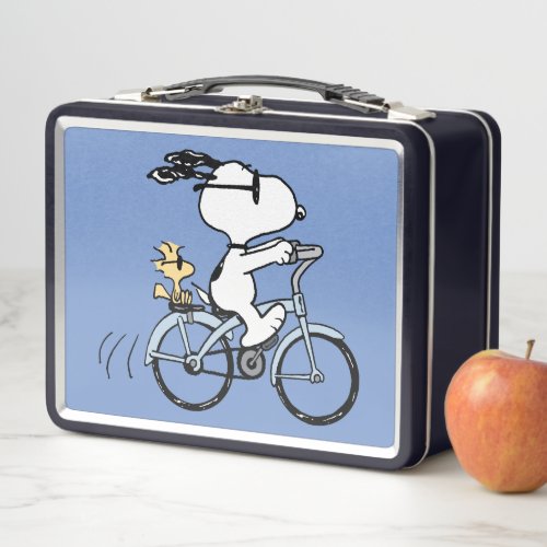 Peanuts  Snoopy  Woodstock Bicycle Metal Lunch Box