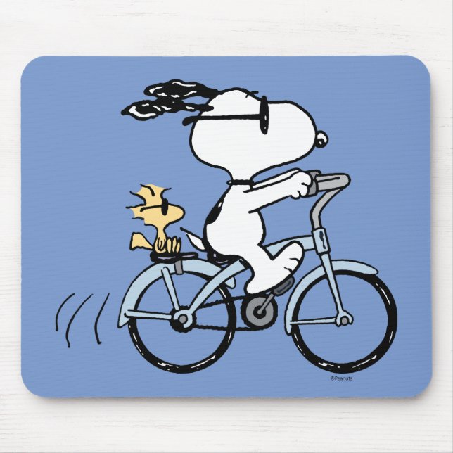 Peanuts | Snoopy & Woodstock Bicycle Mouse Pad (Front)