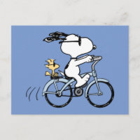 Peanuts | Snoopy & Woodstock Bicycle Postcard