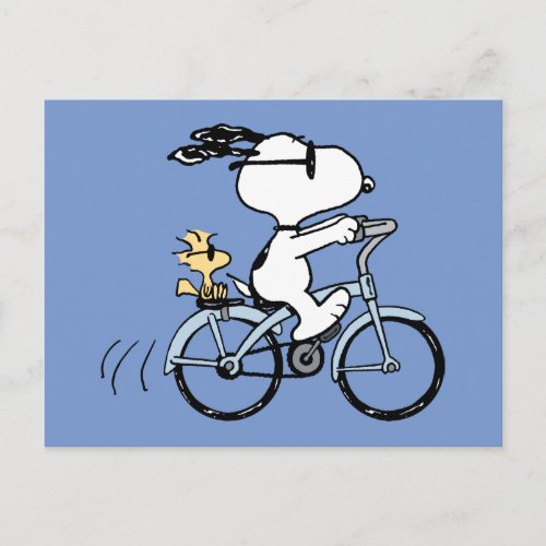 Peanuts  Snoopy  Woodstock Bicycle Postcard