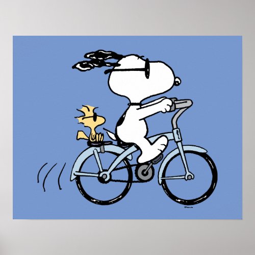 Peanuts  Snoopy  Woodstock Bicycle Poster