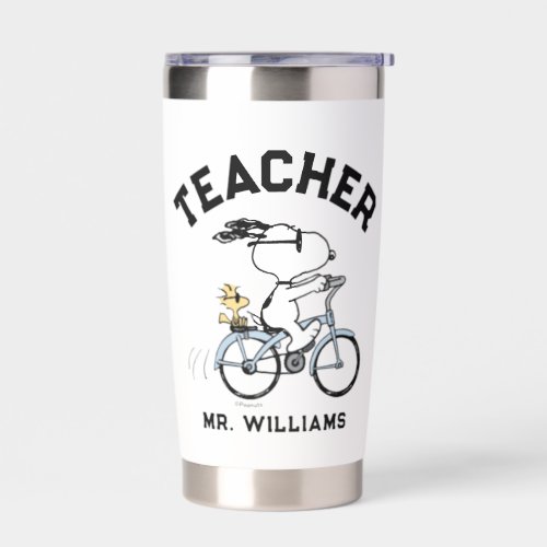 Peanuts  Snoopy  Woodstock Bicycle Teacher Insulated Tumbler