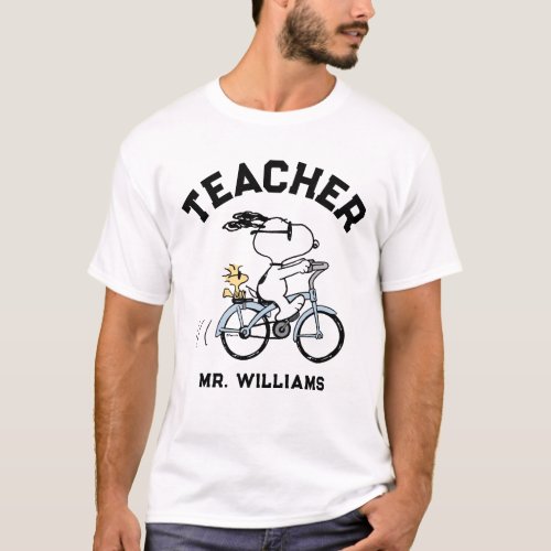 Peanuts  Snoopy  Woodstock Bicycle Teacher T_Shirt