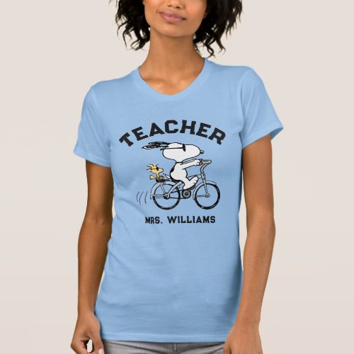 Peanuts  Snoopy  Woodstock Bicycle Teacher T_Shirt