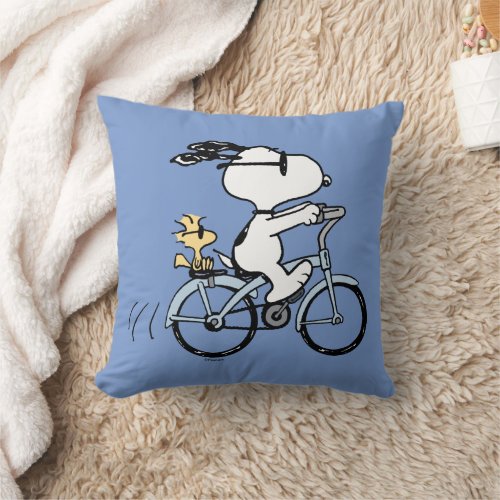 Peanuts  Snoopy  Woodstock Bicycle Throw Pillow