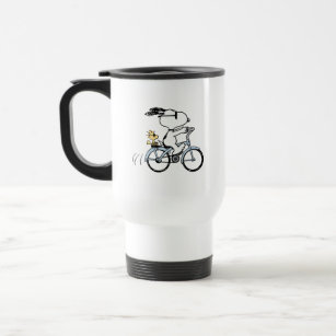 Peanuts   Snoopy & Woodstock Bicycle Travel Mug
