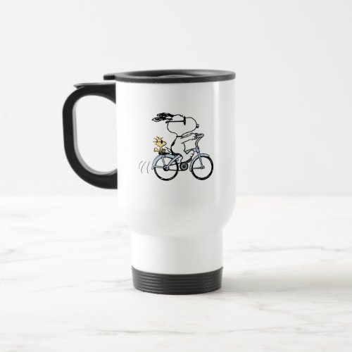 Peanuts  Snoopy  Woodstock Bicycle Travel Mug