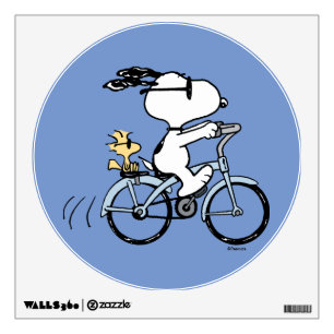 Peanuts Snoopy & Woodstock Bicycle Wall Decal
