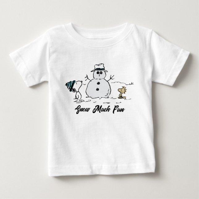 Peanuts | Snoopy & Woodstock Build A Snowman Baby T-Shirt (Front)