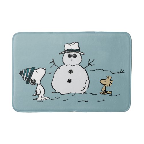 Peanuts  Snoopy  Woodstock Build A Snowman Bath Mat