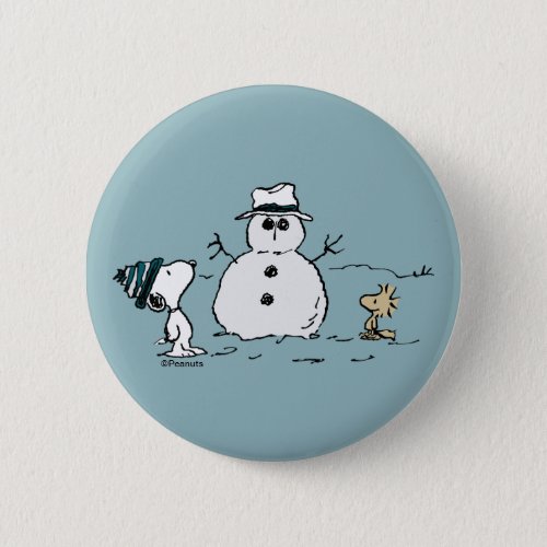 Peanuts  Snoopy  Woodstock Build A Snowman Button